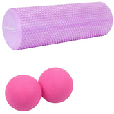 Strauss Foam Roller (Purple), 30 cm and Dual Yoga Massage Ball, (Pink)